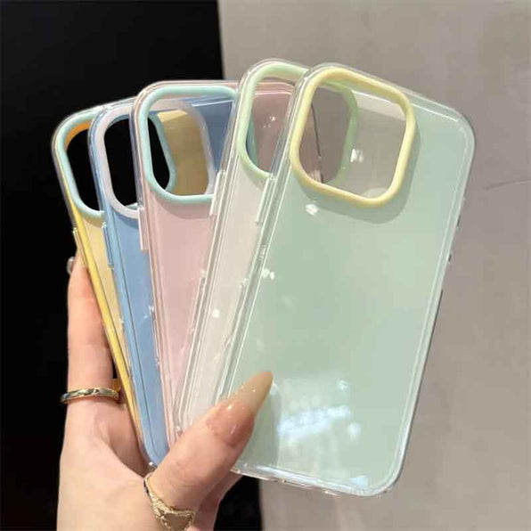 透明果凍色鏡框雙色iPhone手機殼 共6色