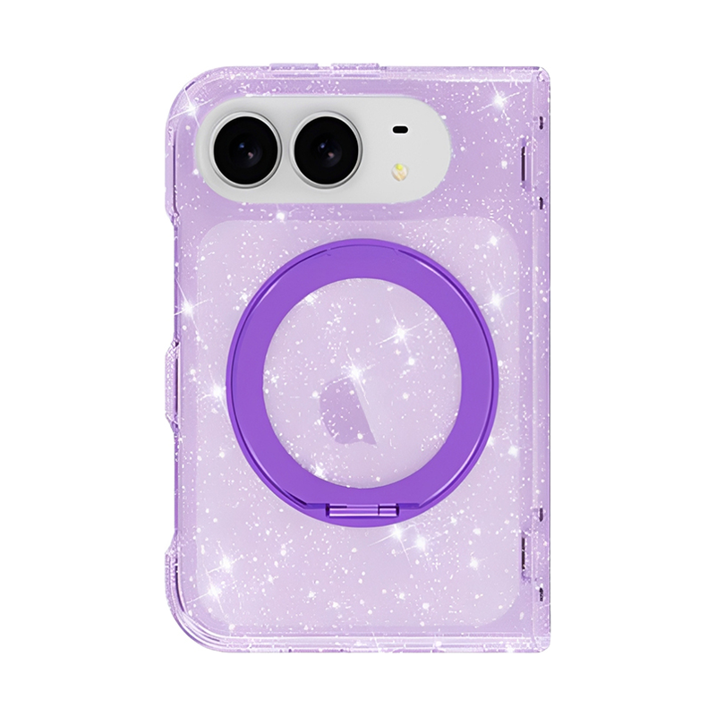 パープル(グリッター・360度回転リングスタンド付き)の360度回転リングスタンド対応iPhoneケース