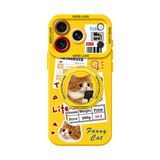 イエロー キャットA(リングスタンド) キャットコラージュ iPhoneケース