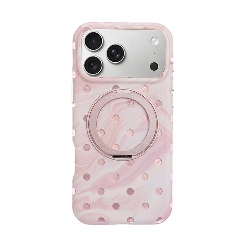 マーブルドット IMD iPhoneケース ピンク 360°回転スタンド