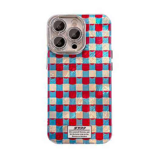 Red and Blue Checkered iPhone Case - Full Protection