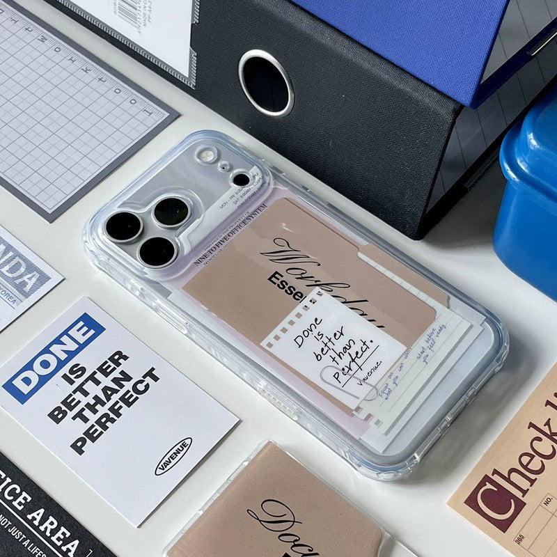 iPhone ケース ペーパーマウンテン柄 アートデザイン × クリア 紙メモコラージュ iPhone 15/16/17 全9機種対応 MagSafe対応 デジタルノマド おしゃれ