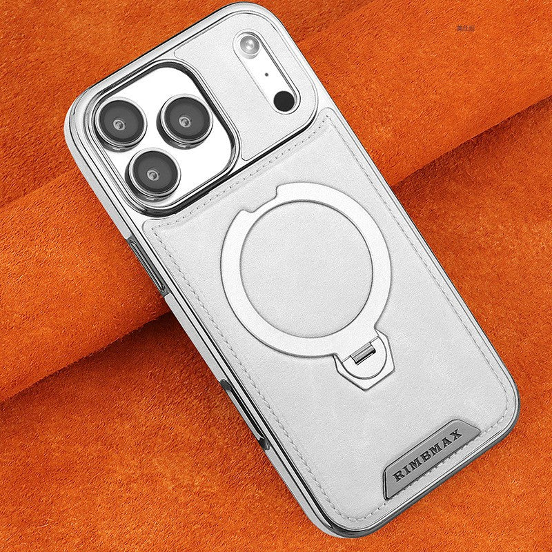 レザー調 回転スタンドケース グレー MagSafe iPhone
