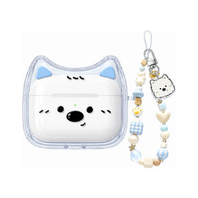 AirPods ケース+ビーズストラップ+顔チャーム(3点セット)