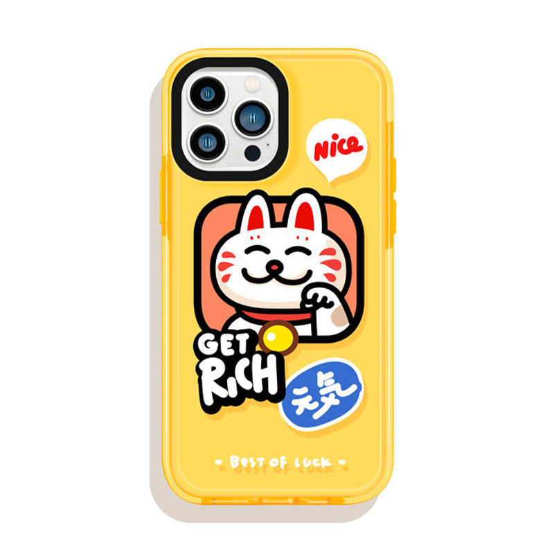 イエロー スマイル 招き猫モチーフ iPhoneケース