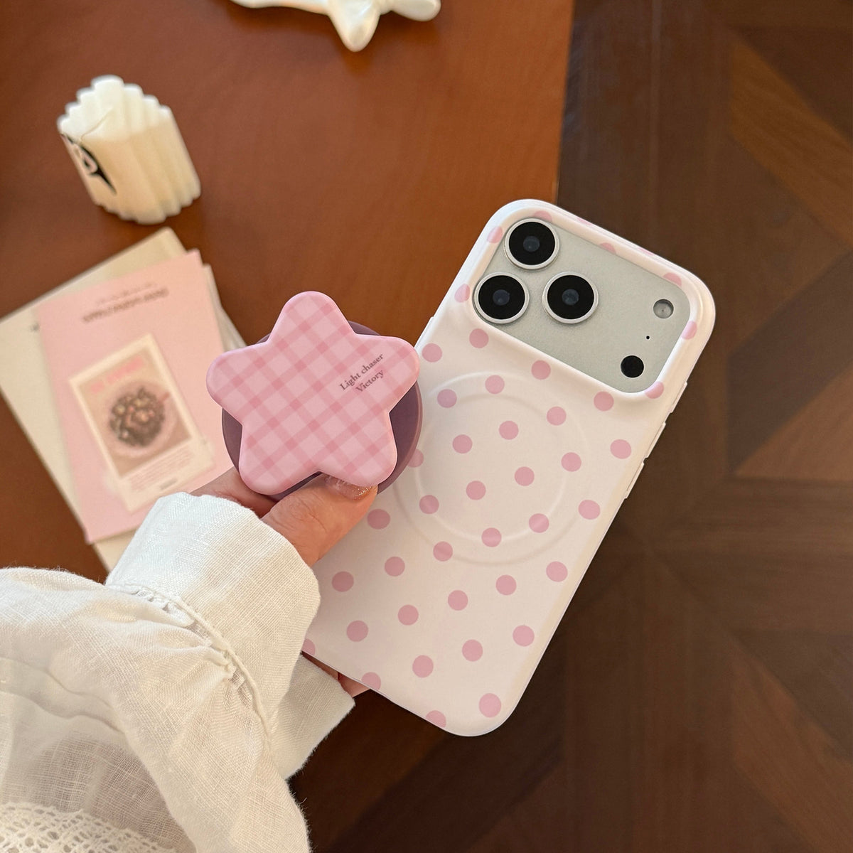 ドット柄 星型スタンド付き iPhoneケースの商品画像 5