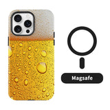 ビールの泡と気泡柄 MagSafe対応マットiPhoneケース