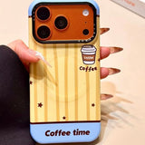 iPhone ケース ストライプ コーヒー MagSafe対応 単品 耐衝撃 韓国 かわいい