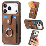 カード収納 リングケース ブラウン レザー調 iPhone