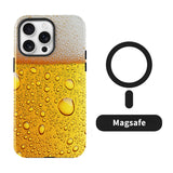 ビールの泡と気泡柄 MagSafe対応グロスiPhoneケース