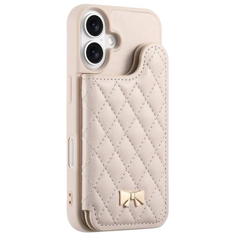 アイボリー の キルティング 手帳型iPhoneケース