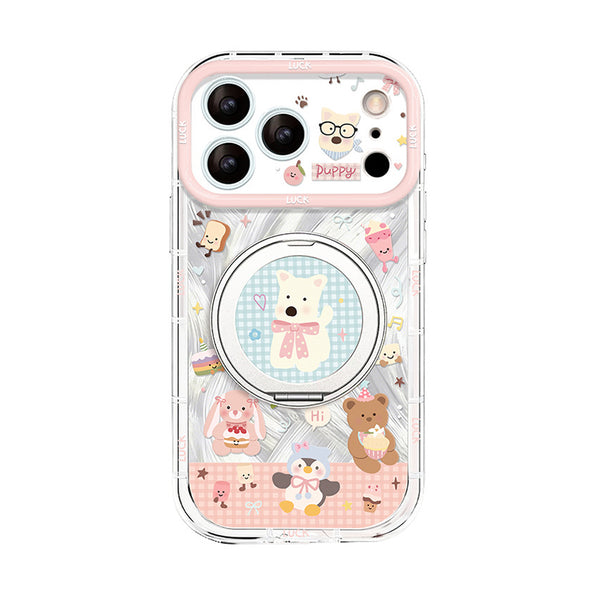 ホワイトテリア+スタンドのホワイトテリア 回転スタンド付き iPhoneケース