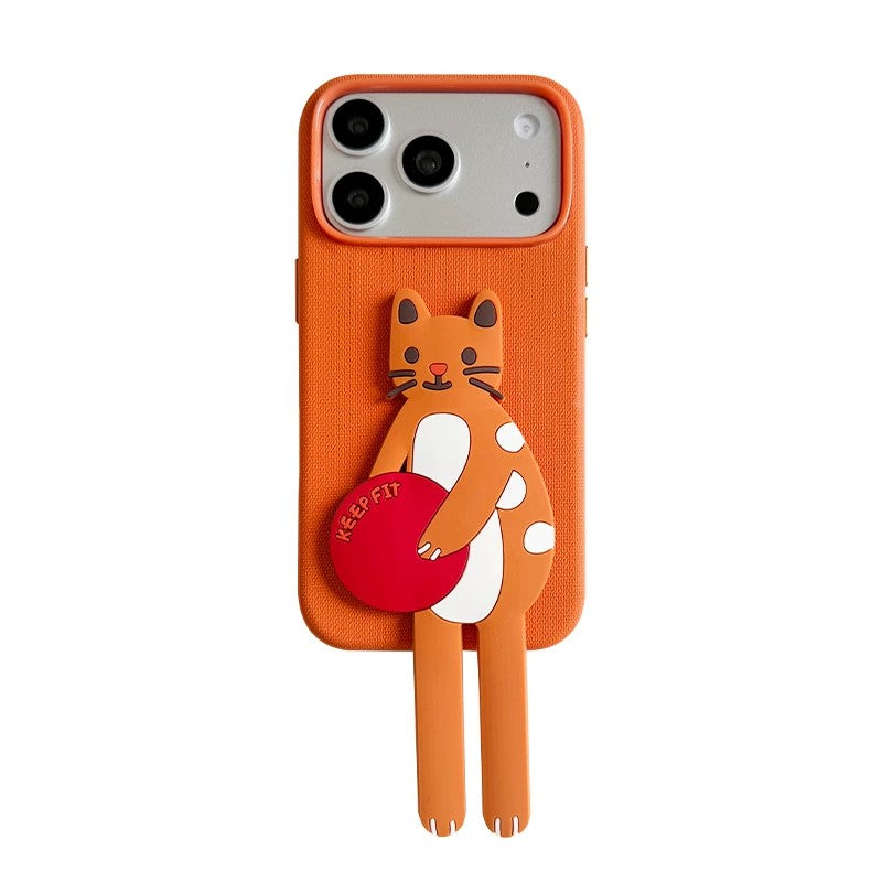 iPhone ケース オレンジねこ KEEP FIT フリスビー ロングレッグ シリコン