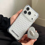 クリア 黒ドット iPhone ケース ハートスタンド 2点セット MagSafe対応