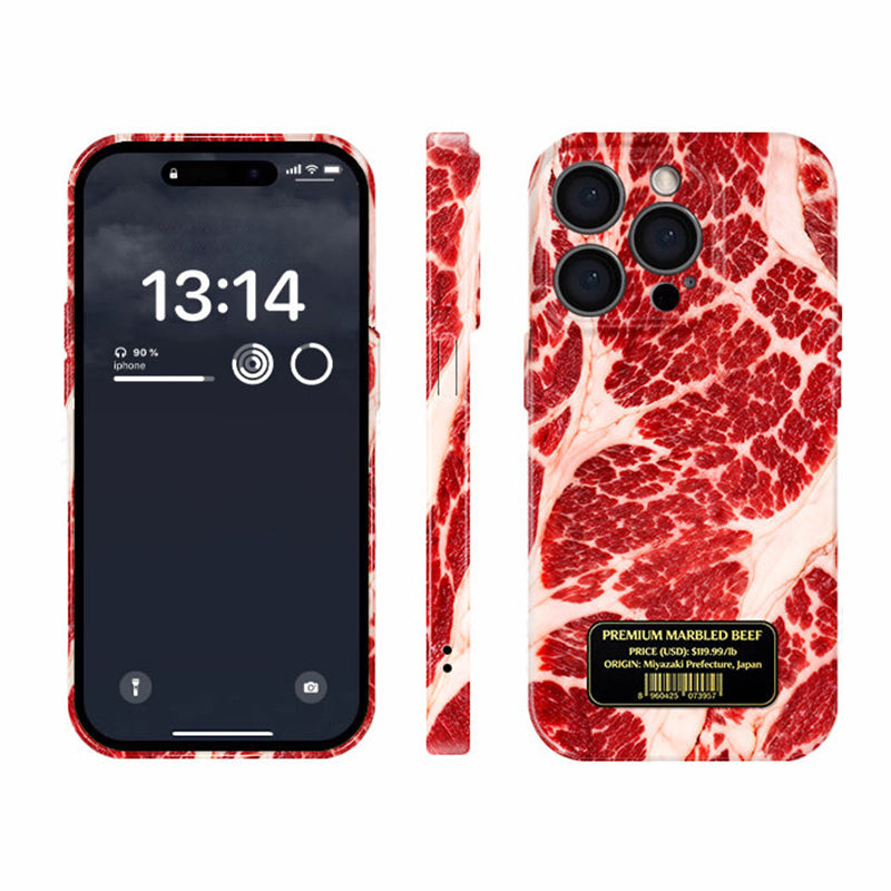 霜降りビーフ柄iPhoneケース 前面・側面・背面