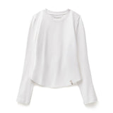 アイボリーの起毛コットン長袖Tシャツ