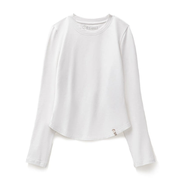 アイボリーの起毛コットン長袖Tシャツ