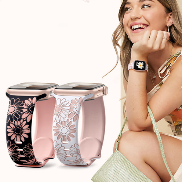Sunflower Design Apple Watch Silicone Band
