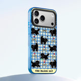 レトロチェック 黒猫 iPhoneケース 保護設計