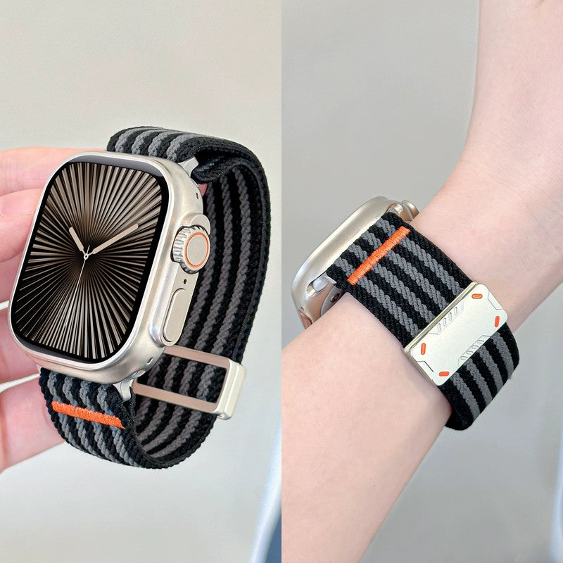 ブラック の ミリタリー ナイロン Apple Watch バンド