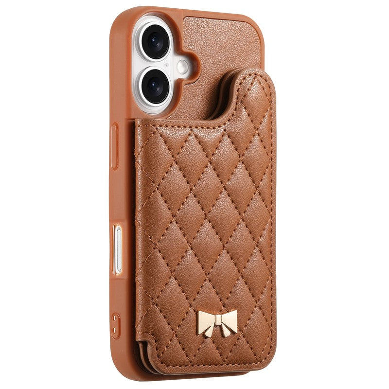 ブラウン の キルティング 手帳型iPhoneケース