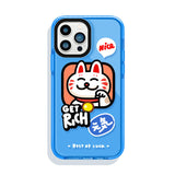 ブルー スマイル 招き猫モチーフ iPhoneケース