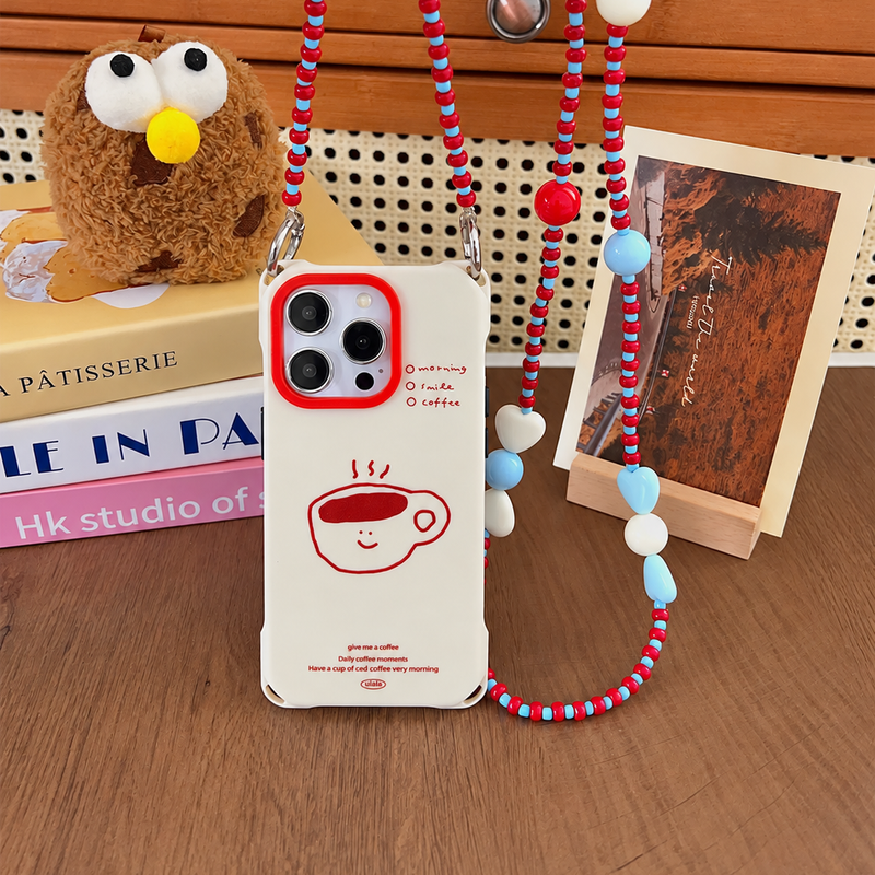 コーヒーカップ柄 ストラップ付きiPhoneケース 使用イメージ 3