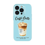 ライトブルー カフェラテのアイスコーヒーグラフィック カラフル iPhoneケース