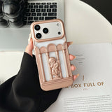 マットピンクのくり抜き天使iPhoneケース