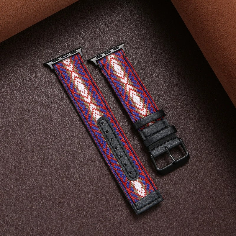 エスニック柄ジャカード Apple Watchバンド エスニックパープル