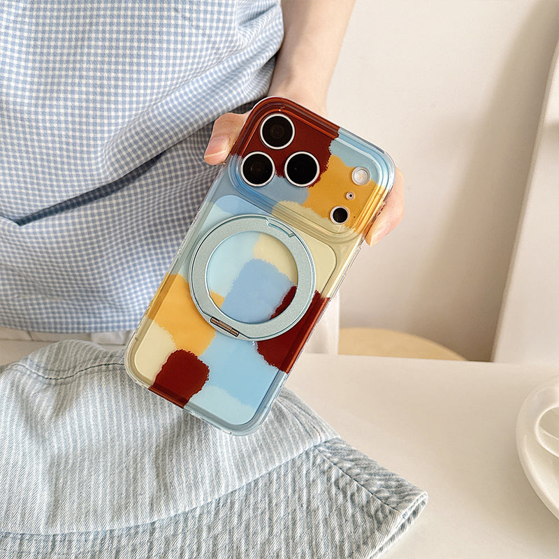 水彩チェック柄 iPhoneケース ディテール 3