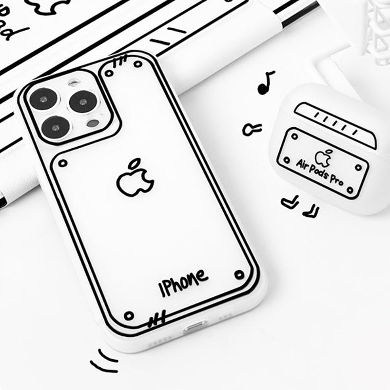 落書き風 手描きライン iPhoneケース ディテール 4