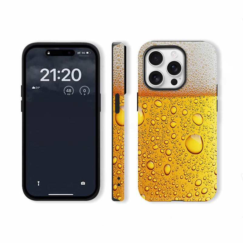 ビールの泡と気泡柄iPhoneケース 前面・側面・背面