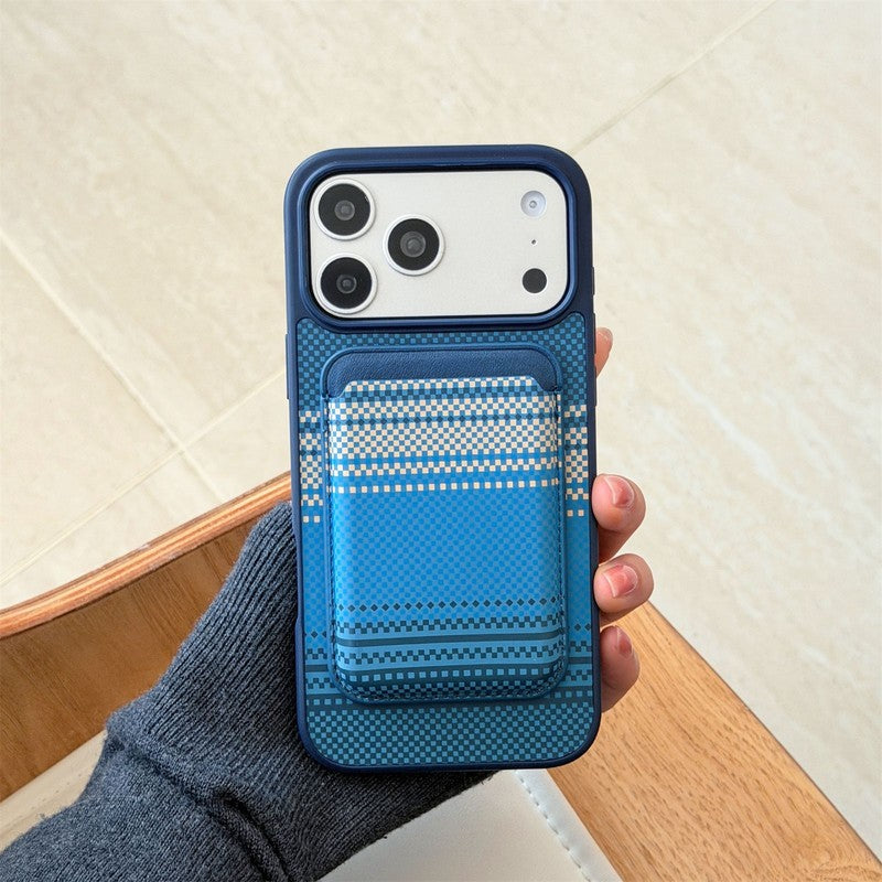 ネイビー の レザー調 カード収納 iPhoneケース