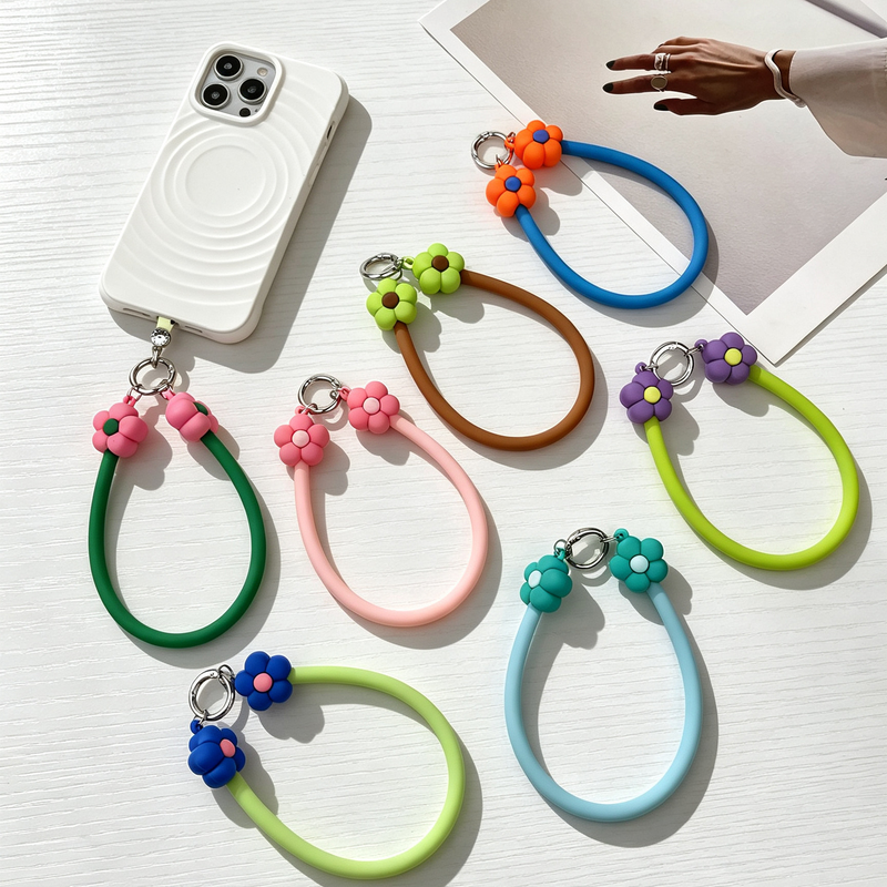 立体フラワー ショートスマホストラップ 7色使用イメージ