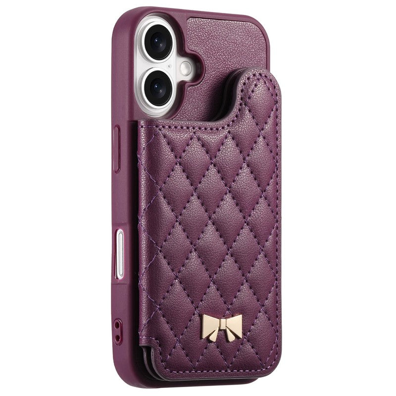 パープル の キルティング 手帳型iPhoneケース