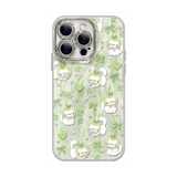 アップルフードキャット柄(単品)の猫と犬柄 メタリック iPhoneケース、実物の柄と付属品の参考画像