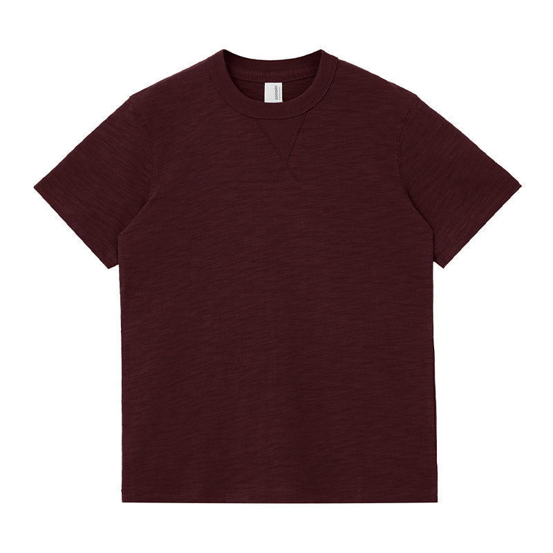 ヘビーウェイト スラブ Tシャツ ワインレッド 正面