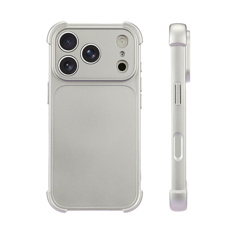 マットシリコン 四隅エアバッグ iPhoneケース シルバー