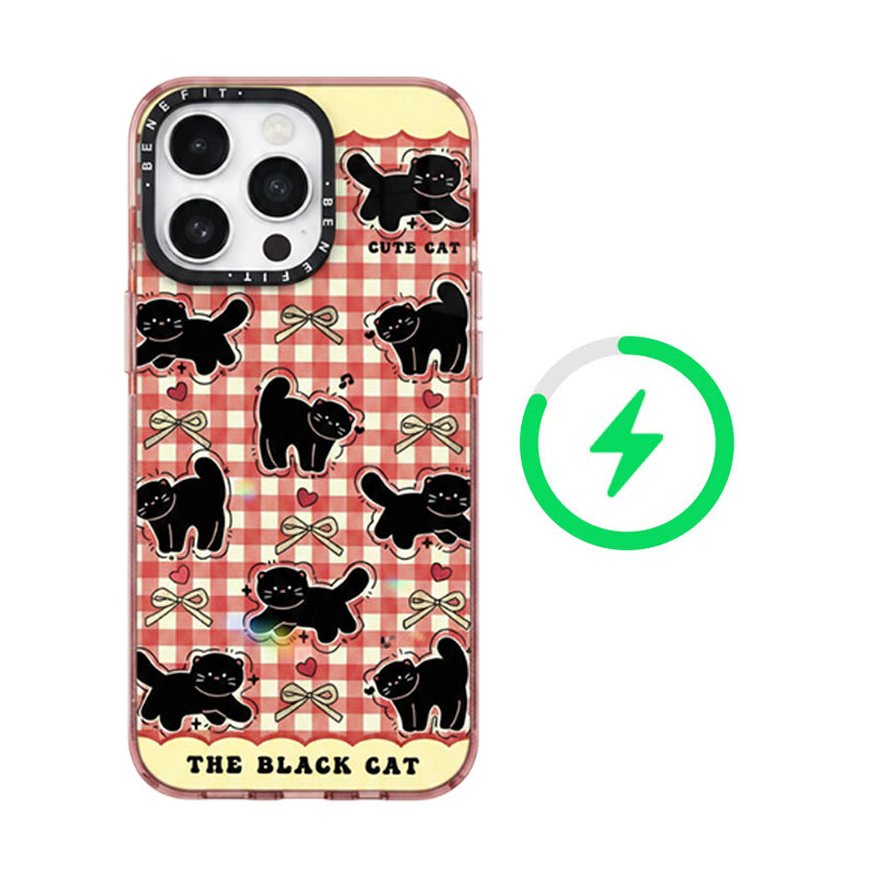 ピンク キュートキャット マグネット対応 iPhoneケース