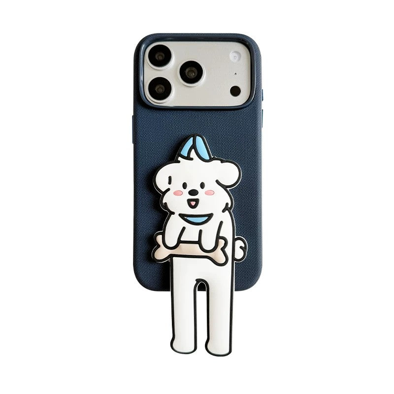 iPhone ケース ブルーいぬ 骨 ロングレッグ シリコン マット かわいい