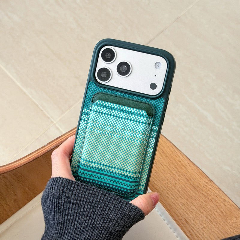 グリーン の レザー調 カード収納 iPhoneケース