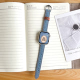 ネイビー の デニム調スタッズ Apple Watch バンド