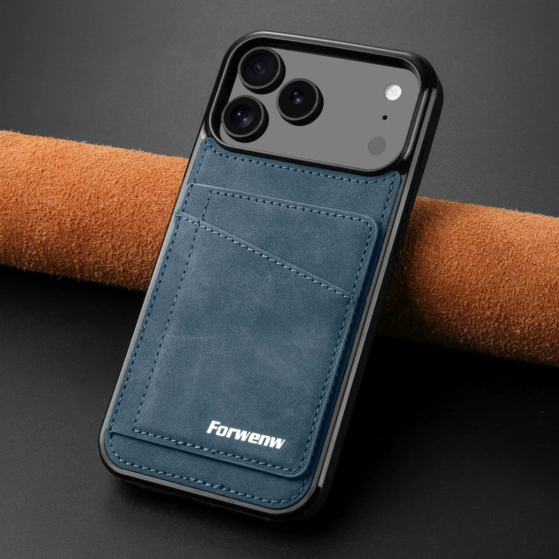 ブルー の カード収納 iPhoneケース