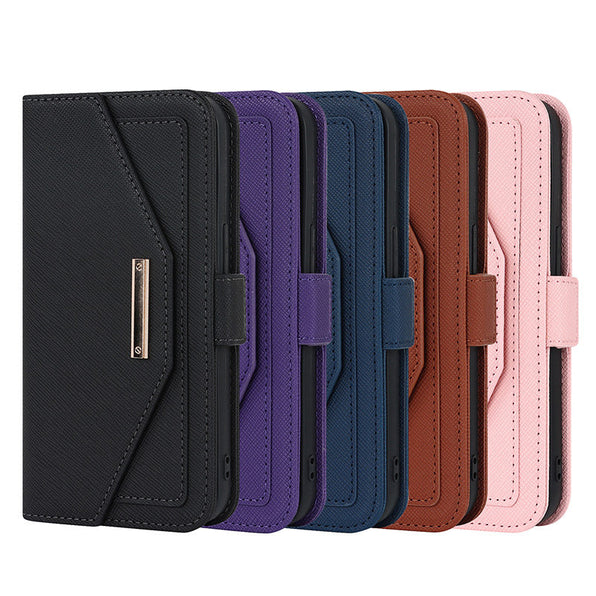 [Compatible with iPhone 18 Pro Max/18 Pro] Folio iPhone Case, PU Leather, Card Storage, with Shoulder Strap, Wallet, Compatible with iPhone 17 Pro Max/16/15/14, Korean Style, Simple