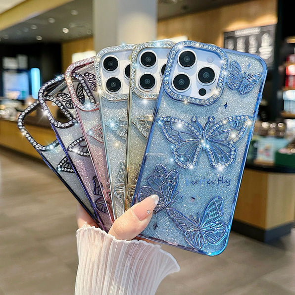 亮片 立體蝴蝶 寶石 iPhone手機殼 防摔