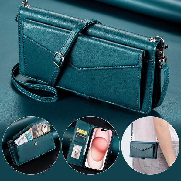[Compatible with iPhone 18 Pro Max/18 Pro] Wallet-style iPhone Case, PU Leather, with Strap, Full Coverage, Shockproof, Crossbody, Compatible with iPhone 17 Pro Max/16/15/14, Simple Design