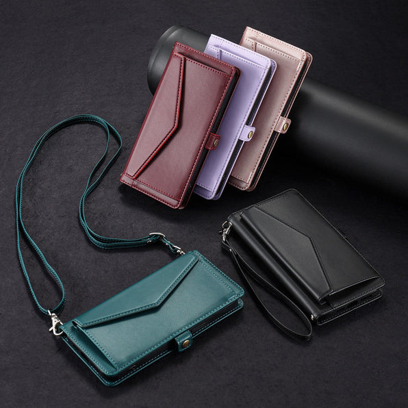 [Compatible with iPhone 18 Pro Max/18 Pro] Wallet-style iPhone Case, PU Leather, with Strap, Full Coverage, Shockproof, Crossbody, Compatible with iPhone 17 Pro Max/16/15/14, Simple Design