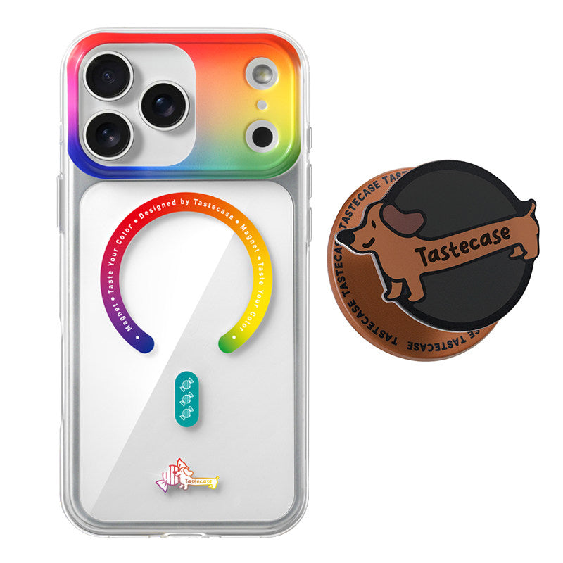 レインボー MagSafe対応 iPhoneケース｜PC+TPU クリア グラデーション