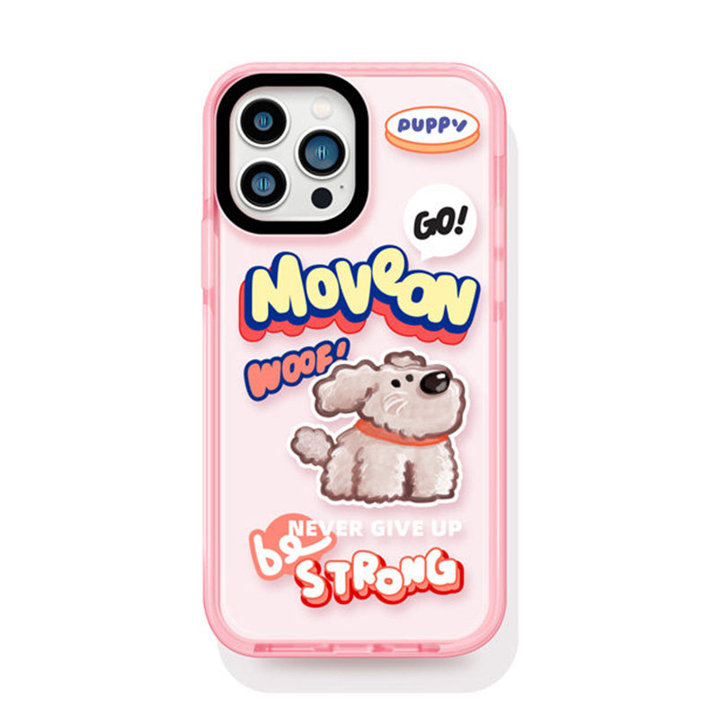 ピンク ムーブオンドッグ 半透明 iPhoneケース